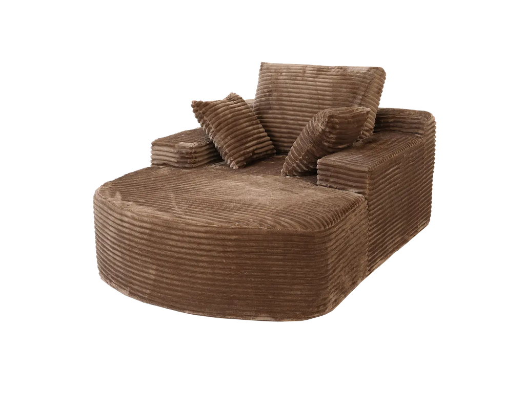 Essential 1-Seater Brown Small Space Single Sofa | 1-Piece, Corduroy Fabric, Chaise-Style Comfort, Compact Design
