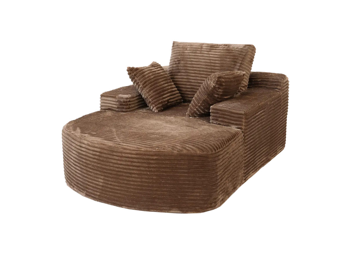 Essential 1-Seater Brown Small Space Single Sofa | 1-Piece, Corduroy Fabric, Chaise-Style Comfort, Compact Design