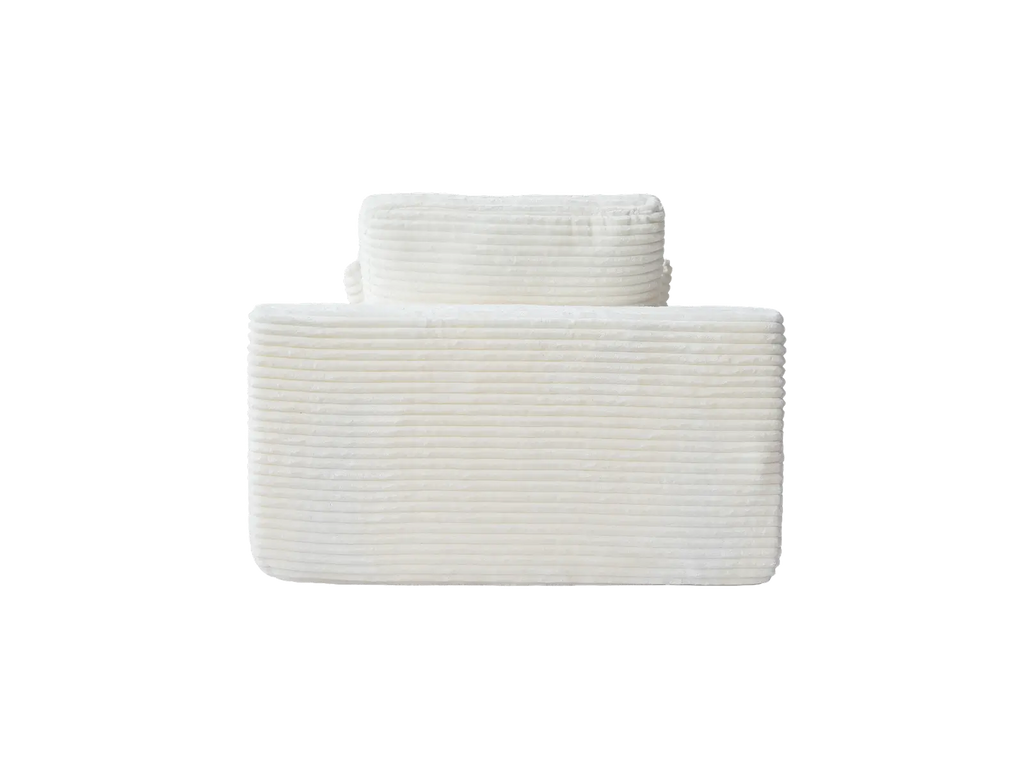 Essential 1-Seater White Small Space Single Sofa | 1-Piece, Corduroy Fabric, Chaise-Style Comfort, Compact Design