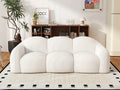 Essential 3-Seater Beige Small Space Couch Sectional | 1-Piece, Teddy Velvet Fabric, Apartment Friendly