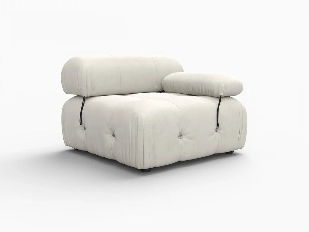 Matrix Beige 1-Seater Single Sofa | 1-Piece, Right-Arm Design, Velvet Fabric, Fixed Upholstery