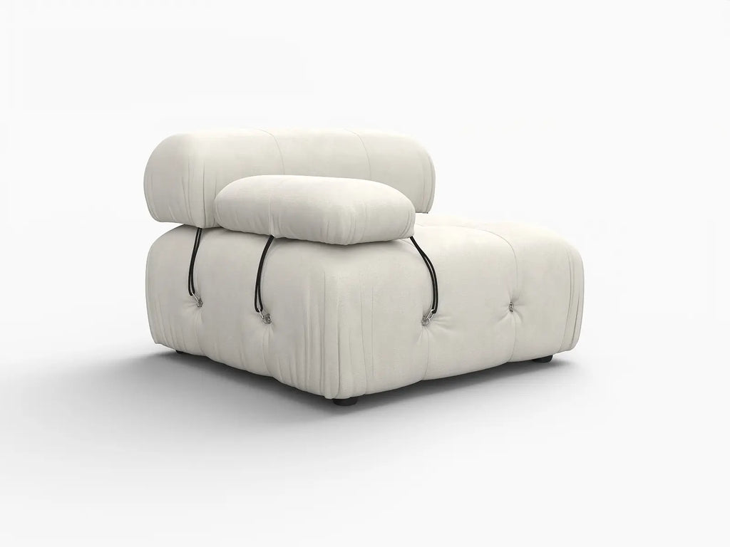 Matrix Beige 1-Seater Single Sofa | 1-Piece, Left-Arm Design, Velvet Fabric, Fixed Upholstery