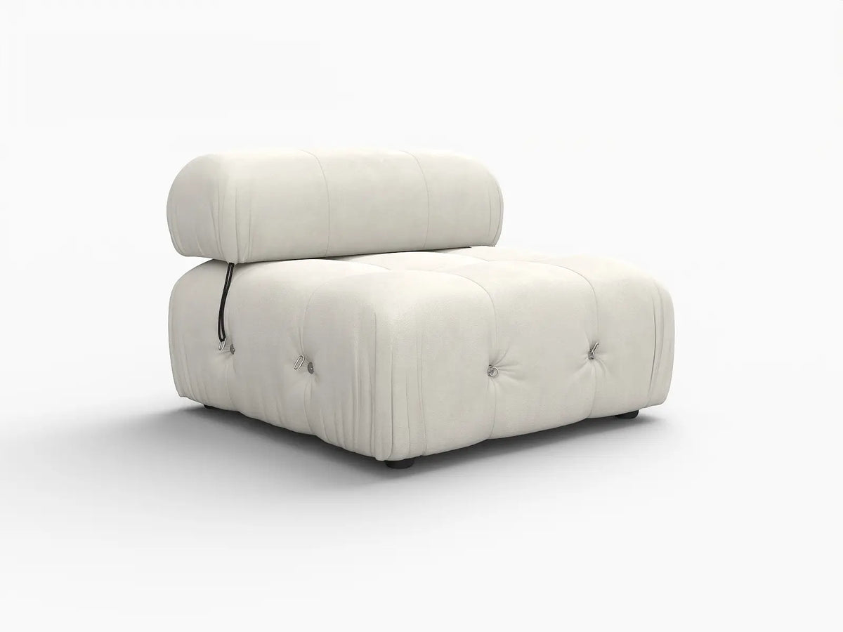 Matrix Beige 1-Seater Single Sofa | 1-Piece, Armless Design, Velvet Fabric, Fixed Upholstery