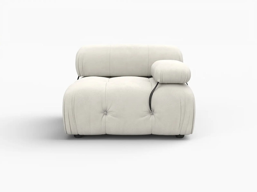 Matrix Beige 1-Seater Single Sofa | 1-Piece, Right-Arm Design, Velvet Fabric, Fixed Upholstery