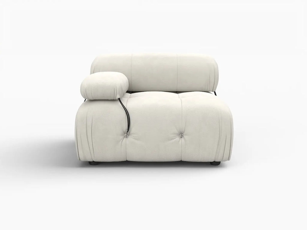 Matrix Beige 1-Seater Single Sofa | 1-Piece, Left-Arm Design, Velvet Fabric, Fixed Upholstery
