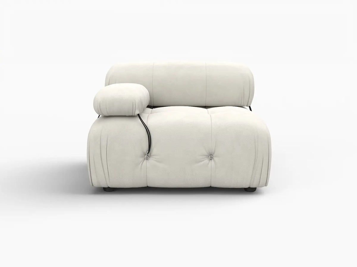 Matrix Beige 1-Seater Single Sofa | 1-Piece, Left-Arm Design, Velvet Fabric, Fixed Upholstery