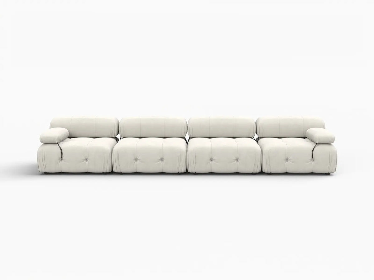 Matrix Beige 4-Seater Couch Sectionals | 4-Piece, Velvet Fabric, Fixed Upholstery