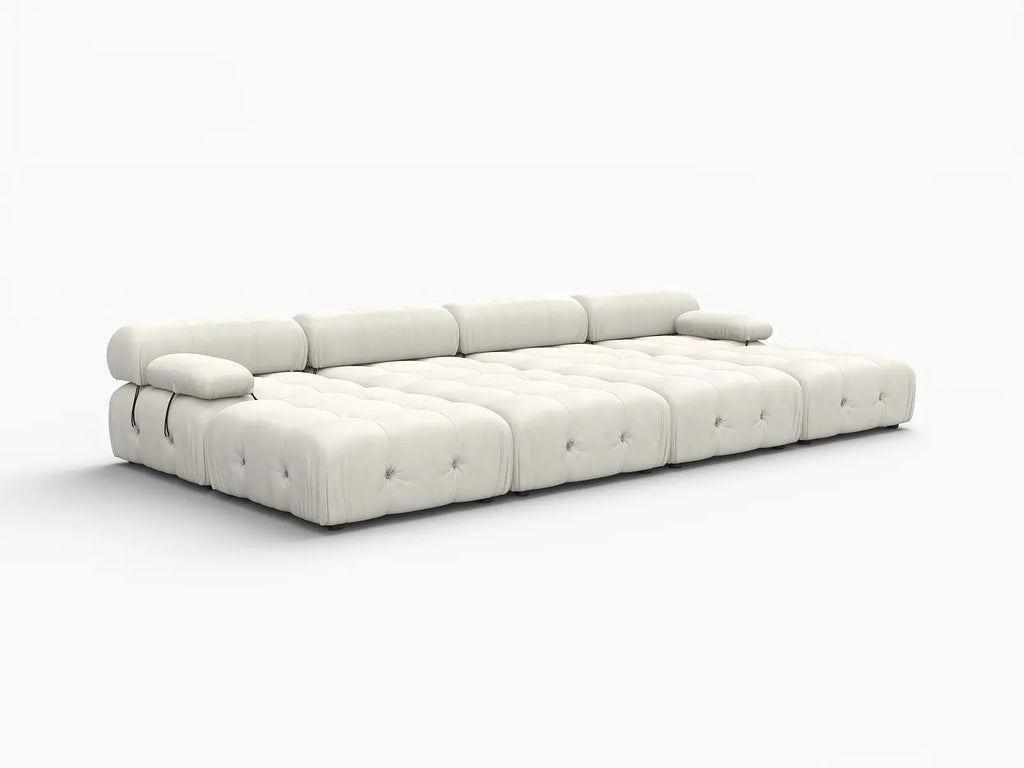 Matrix Beige 4-Seater Pit Sectional | 8-Piece (Includes 4 Ottomans), Velvet Fabric, Fixed Upholstery