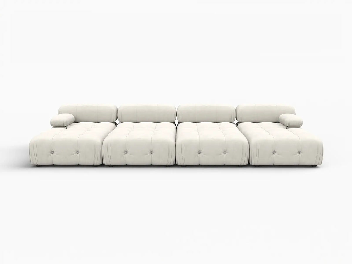 Matrix Beige 4-Seater Pit Sectional | 8-Piece (Includes 4 Ottomans), Velvet Fabric, Fixed Upholstery