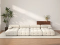 Matrix Beige 4-Seater Pit Sectional | 8-Piece (Includes 4 Ottomans), Velvet Fabric, Fixed Upholstery