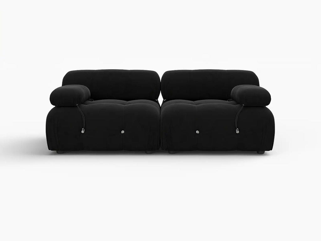 Matrix Black 2-Seater Loveseat | 2-Piece, Velvet Fabric, Fixed Upholstery