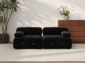 Matrix Black 2-Seater Loveseat | 2-Piece, Velvet Fabric, Fixed Upholstery