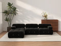 Matrix Black 3-Seater L-Shaped Sectional | 4-Piece (Includes 1 Ottoman), Velvet Fabric, Fixed Upholstery