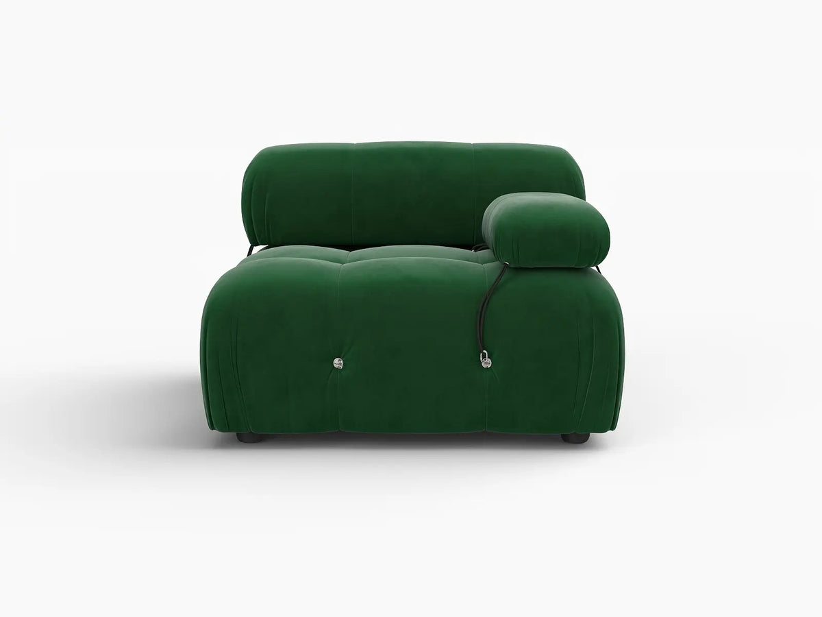 Matrix Green 1-Seater Single Sofa | 1-Piece, Right-Arm Design, Velvet Fabric, Fixed Upholstery