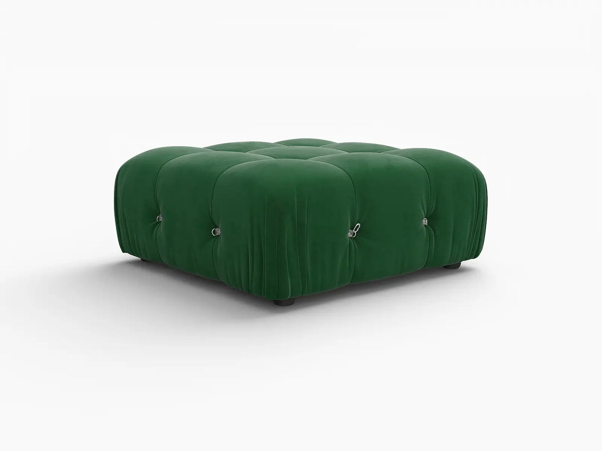 Matrix Green Ottoman | Velvet Fabric, Fixed Upholstery