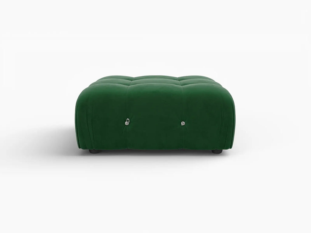 Matrix Green Ottoman | Velvet Fabric, Fixed Upholstery