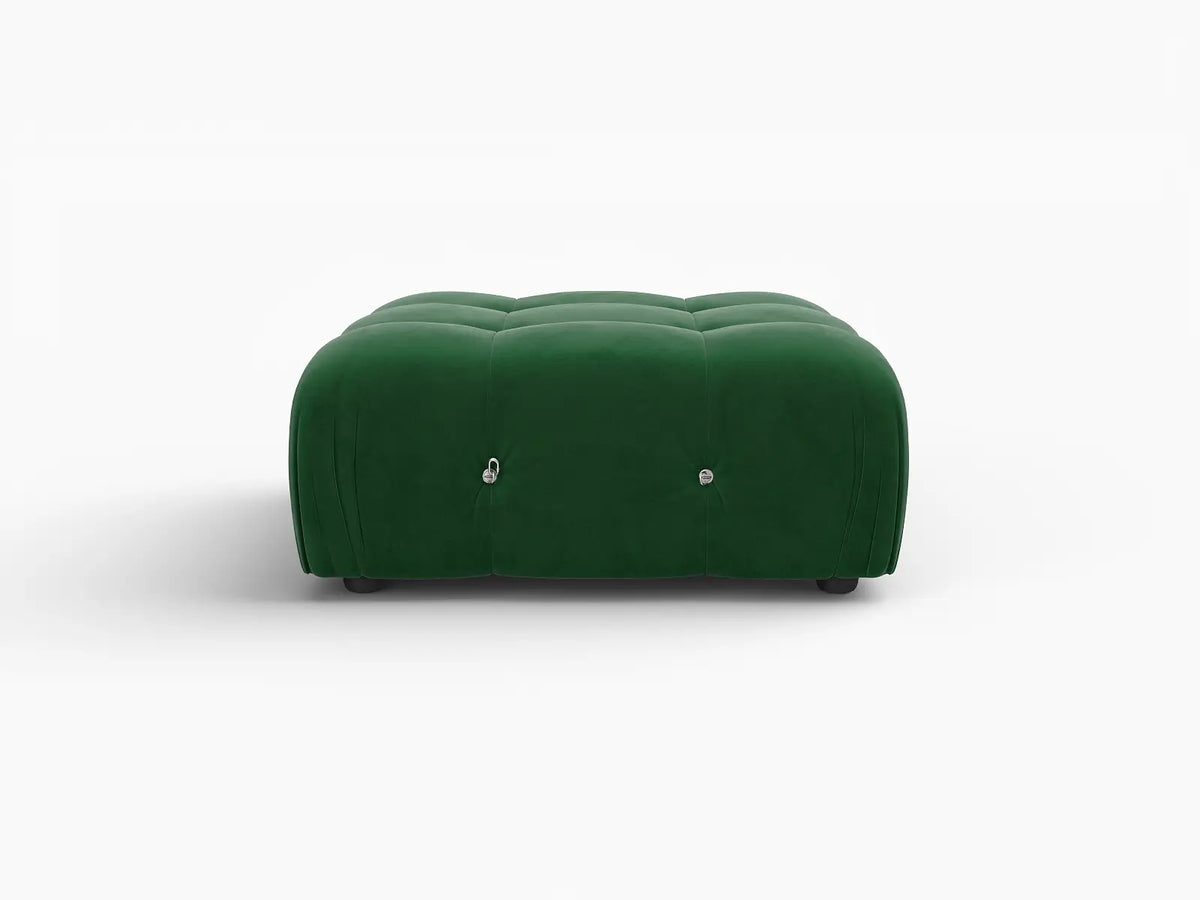 Matrix Green Ottoman | Velvet Fabric, Fixed Upholstery