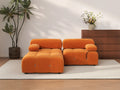 Matrix Orange 2-Seater Chaise Sectional | 3-Piece (Includes 1 Ottoman), Velvet Fabric, Fixed Upholstery