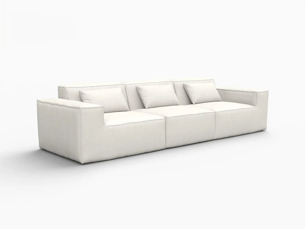 Essential Beige 3-Seater Couch Sectionals | 3-Piece, Cloud Velvet Fabric, Fixed Upholstery