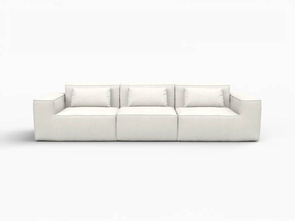 Essential Beige 3-Seater Couch Sectionals | 3-Piece, Cloud Velvet Fabric, Fixed Upholstery