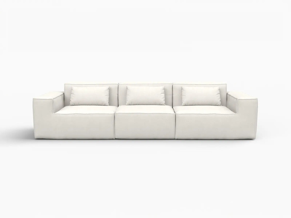 Essential Beige 3-Seater Couch Sectionals | 3-Piece, Cloud Velvet Fabric, Fixed Upholstery