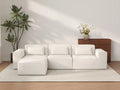 Essential Beige 3-Seater L-Shaped Sectional | 4-Piece (Includes 1 Ottoman), Cloud Velvet Fabric, Fixed Upholstery