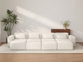 Essential Beige 4-Seater Pit Sectional | 8-Piece (Includes 4 Ottomans), Cloud Velvet Fabric, Fixed Upholstery
