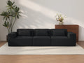 Essential Black 3-Seater Couch Sectionals | 3-Piece, Cloud Velvet Fabric, Fixed Upholstery