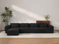 Essential Black 4-Seater L-Shaped Sectional | 5-Piece (Includes 1 Ottoman), Cloud Velvet Fabric, Fixed Upholstery