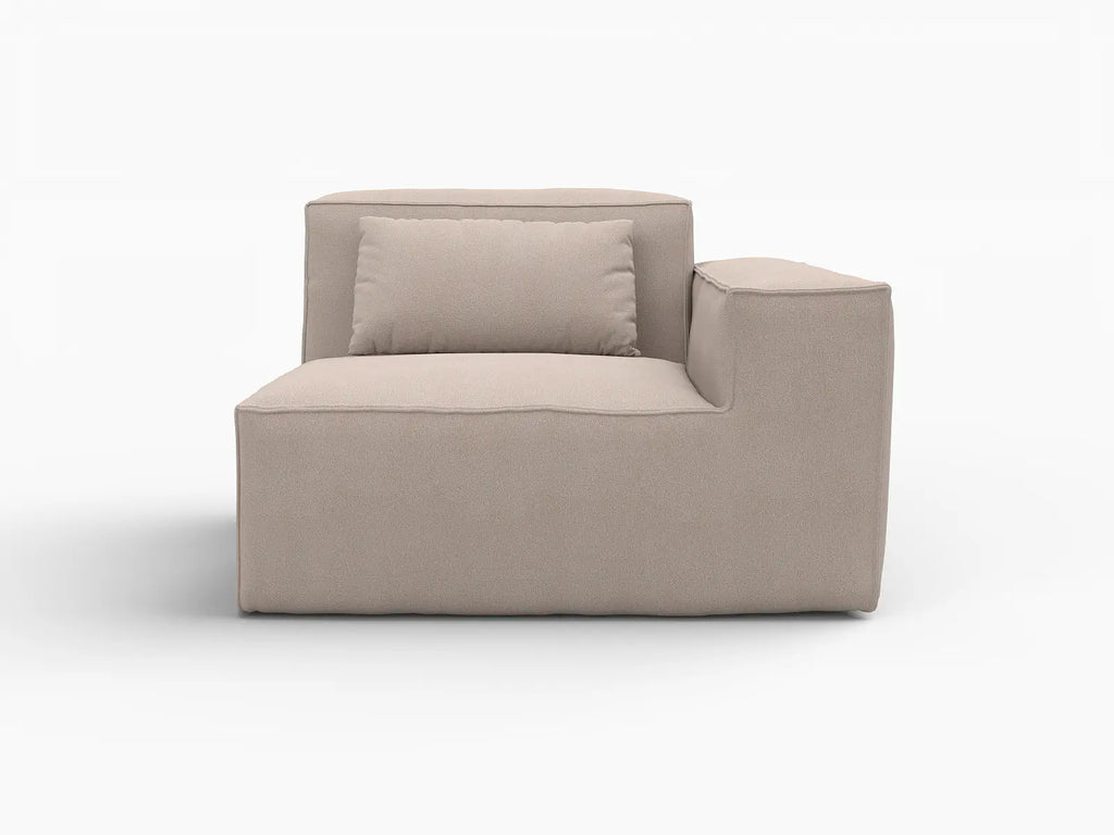 Essential Brown 1-Seater Single Sofa | 1-Piece, Right-Arm Design, Cloud Velvet Fabric, Fixed Upholstery