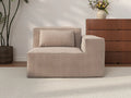 Essential Brown 1-Seater Single Sofa | 1-Piece, Right-Arm Design, Cloud Velvet Fabric, Fixed Upholstery