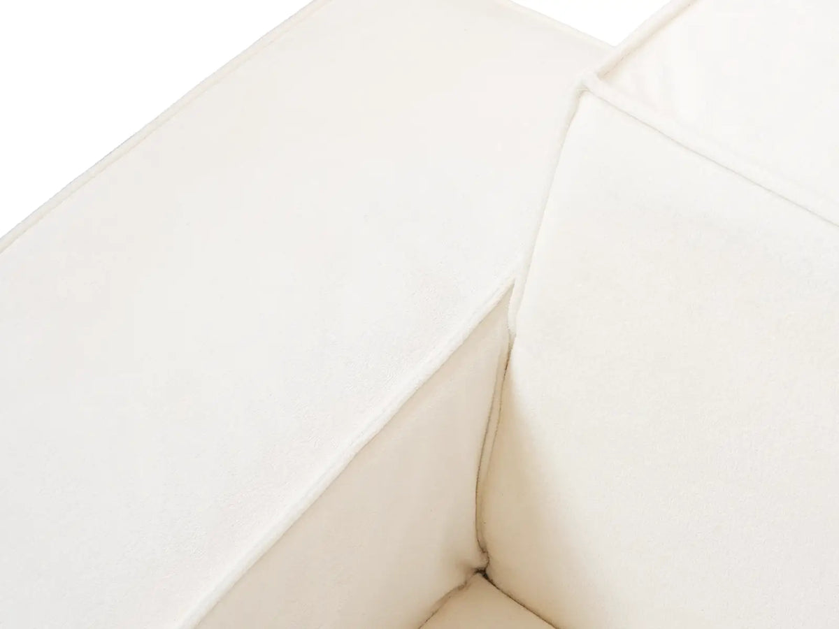Essential Beige 3-Seater L-Shaped Sectional | 4-Piece (Includes 1 Ottoman), Cloud Velvet Fabric, Fixed Upholstery