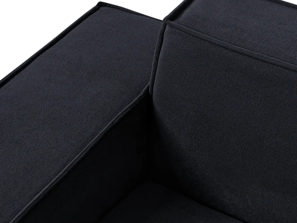 Essential Black 3-Seater Couch Sectionals | 3-Piece, Cloud Velvet Fabric, Fixed Upholstery