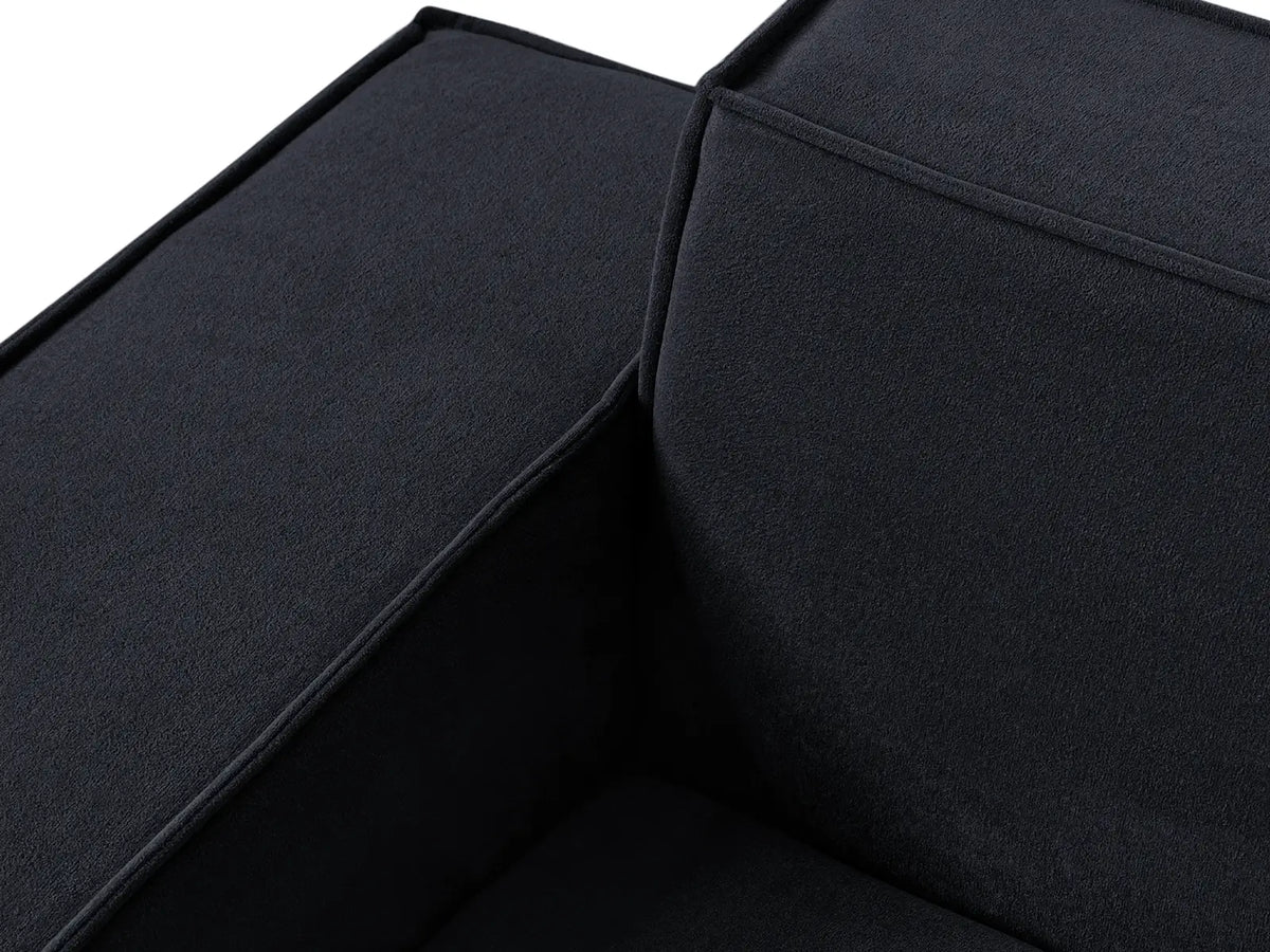 Essential Black 3-Seater Couch Sectionals | 3-Piece, Cloud Velvet Fabric, Fixed Upholstery