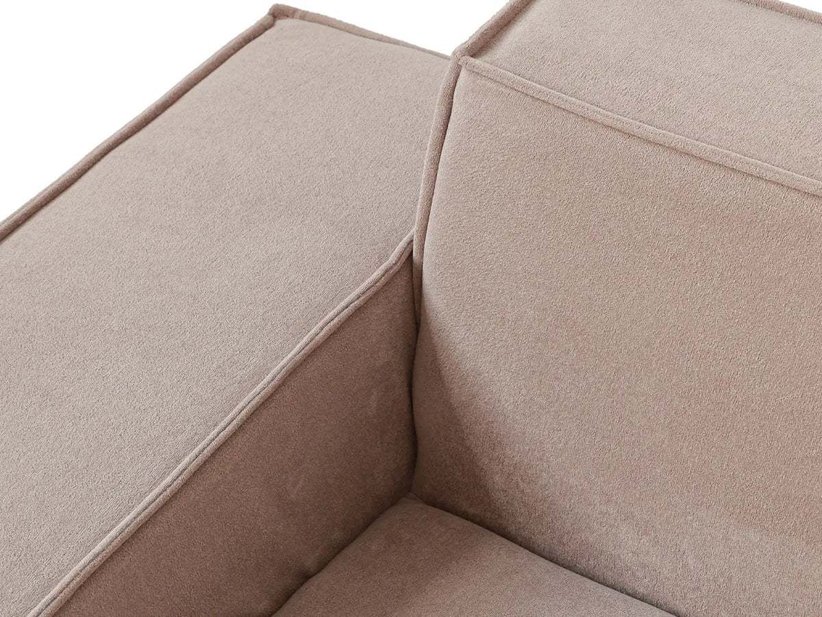 Essential Brown 1-Seater Single Sofa | 1-Piece, Right-Arm Design, Cloud Velvet Fabric, Fixed Upholstery