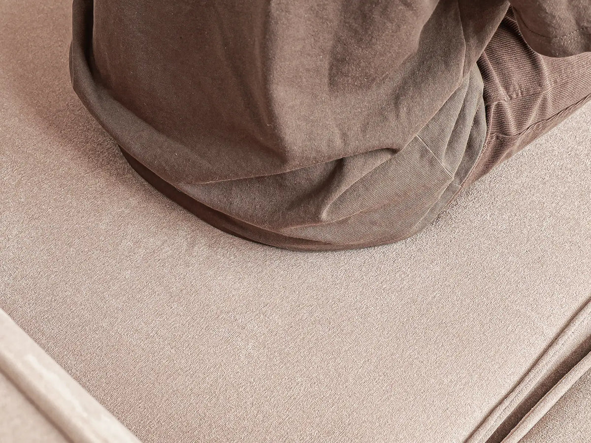 Essential Brown 1-Seater Single Sofa | 1-Piece, Right-Arm Design, Cloud Velvet Fabric, Fixed Upholstery