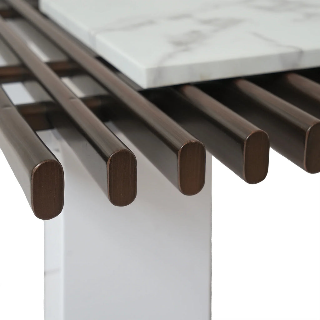 Grandeur Faux Marble Coffee Table | 48" Copper Rectangular With Removeable Marble Slab