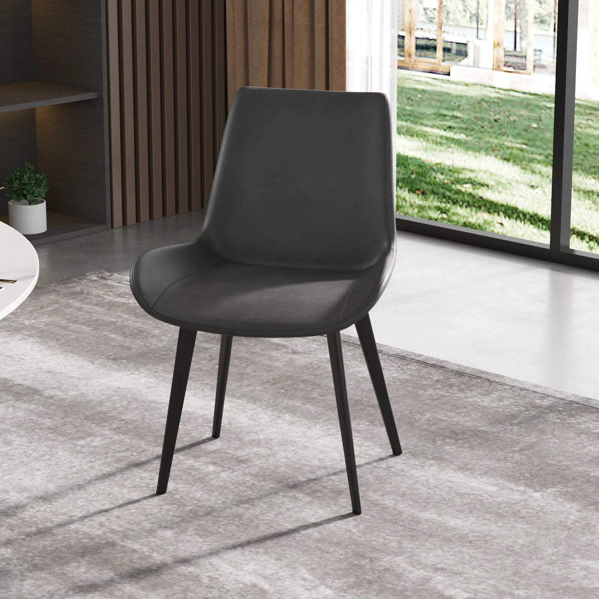 Vegan Full Back Dining Chair | Gray PU Leather Set of 2