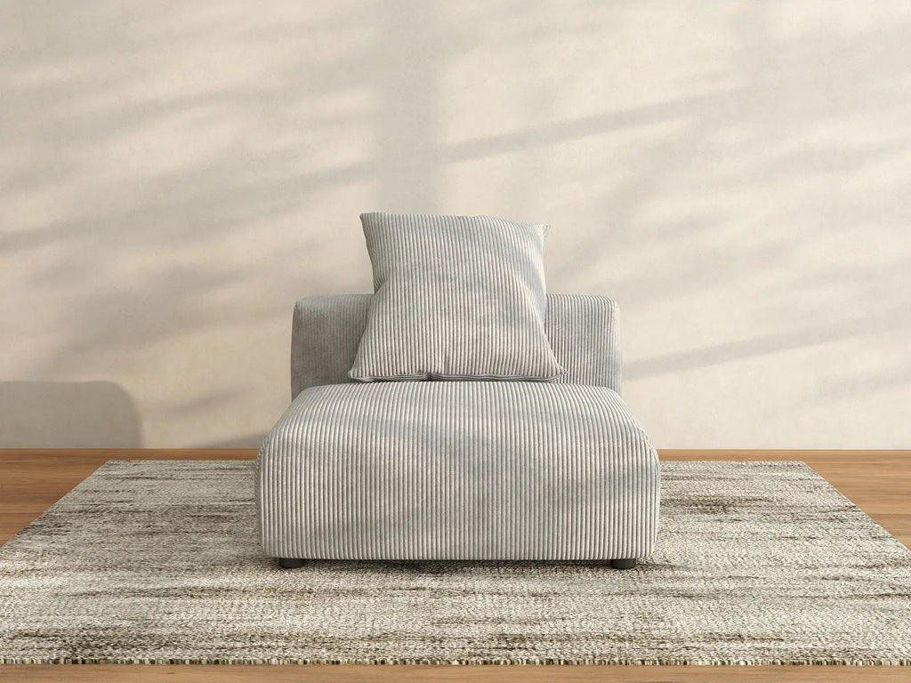 Matrix 1-Seater Grey Single Sofa | 1-Piece, Corduroy Fabric, Living Room Accent, Washable Cushion Covers