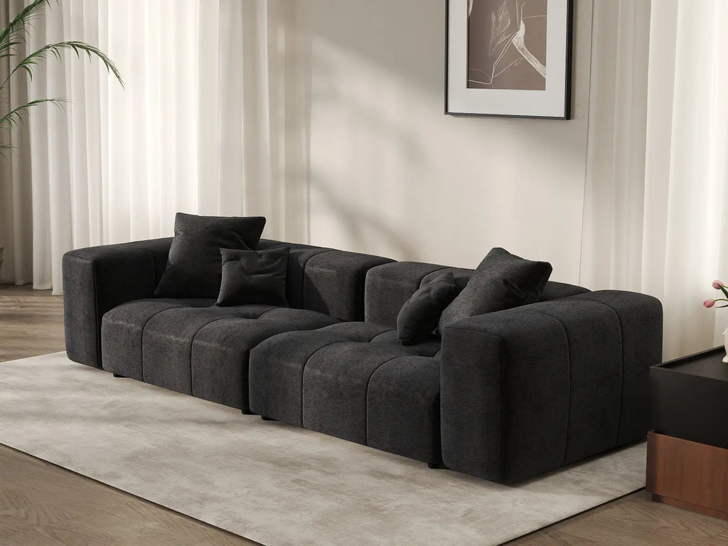 Matrix 2-Seater Black Linen Loveseat | 2-Piece, Stylish Design