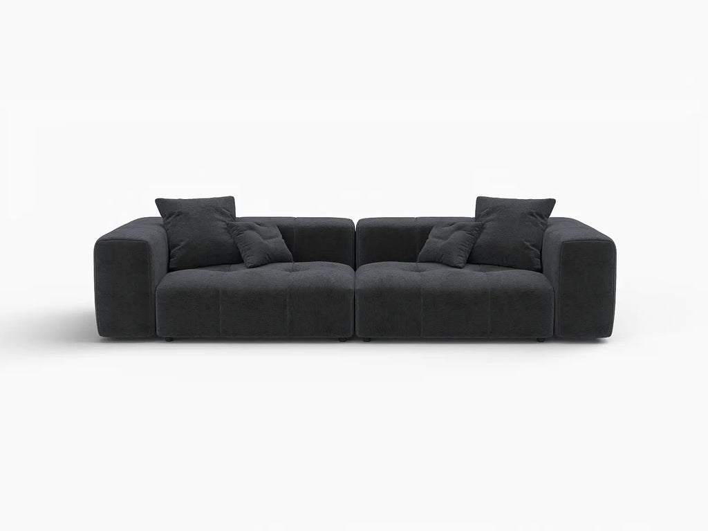 Matrix 2-Seater Black Linen Loveseat | 2-Piece, Stylish Design