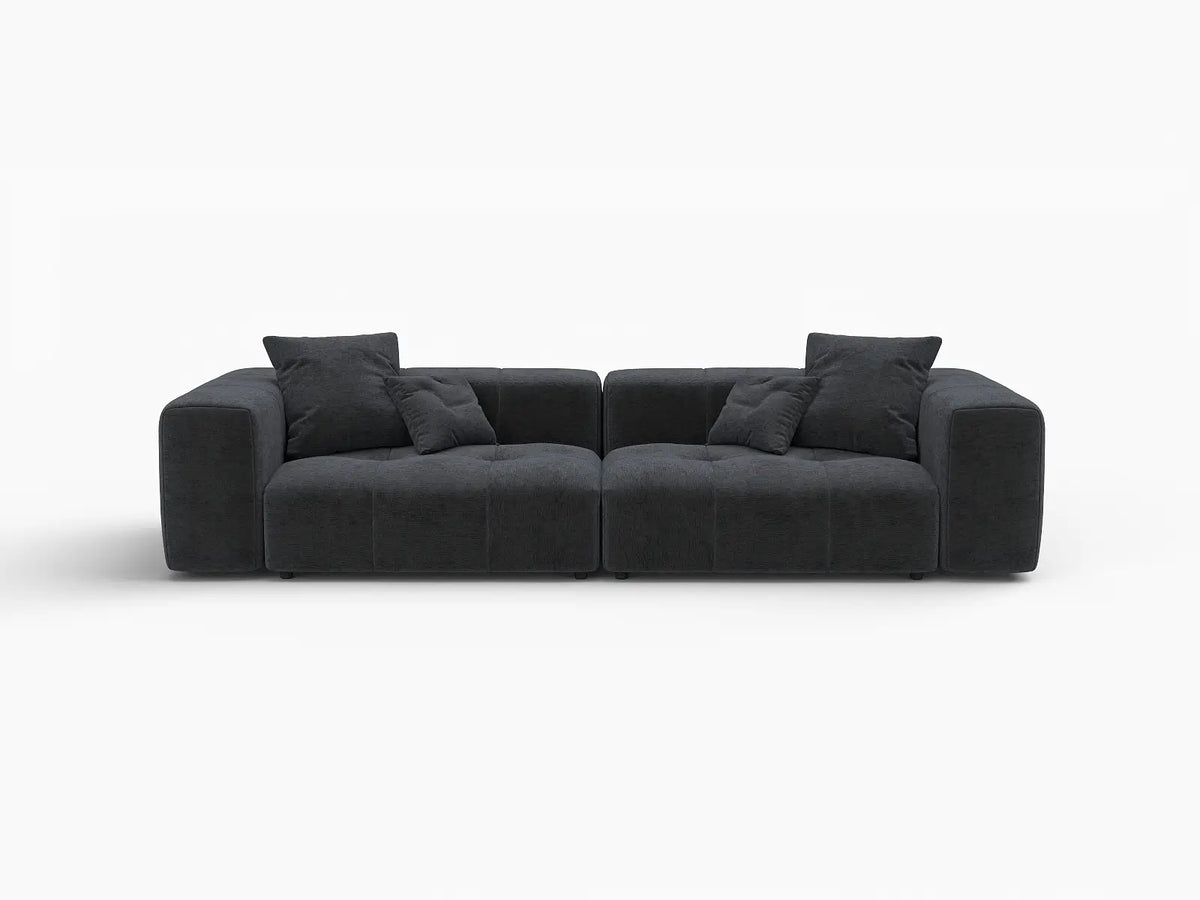 Matrix 2-Seater Black Linen Loveseat | 2-Piece, Stylish Design