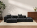 Matrix 2-Seater Chaise Sectional in Black Linen | 3-Piece (Includes 1 Ottoman), Lounge Room Seating, Modular Design