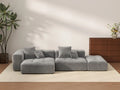 Matrix 2-Seater Light-Grey Chaise Sectional | 3-Piece (Includes 1 Ottoman), Linen Fabric, Lounge Room Seating