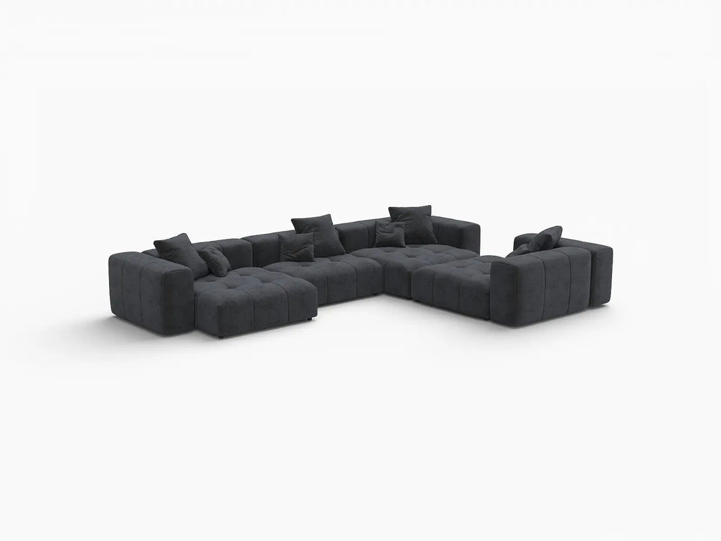 Matrix 4-Seater Black Linen L-Shaped Sectional | 4-Piece, Modern Style