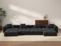 Matrix 4-Seater Black Linen Pit Sectional | 8-Piece (Includes 4 Ottomans), Modular Design