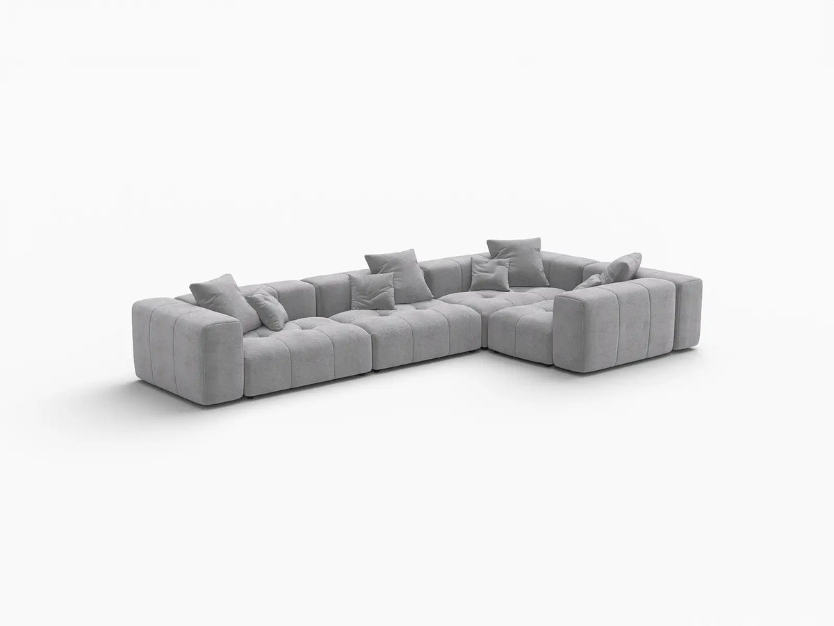 Matrix 4-Seater Light Grey Linen L-Shaped Sectional | 4-Piece, Stylish Design