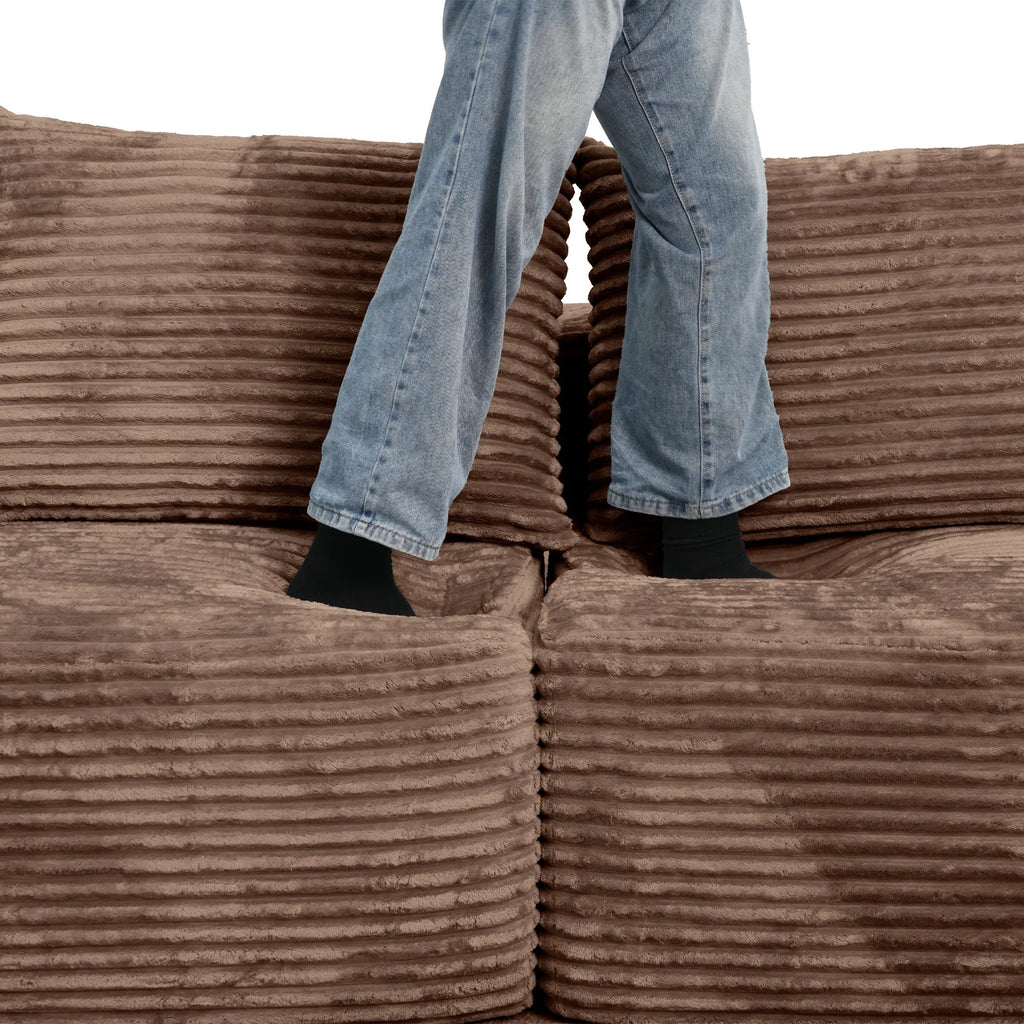 Matrix 8-Seater brown Modular Symmetrical Sectionals | 4-Piece, Corduroy Fabric, Large Space