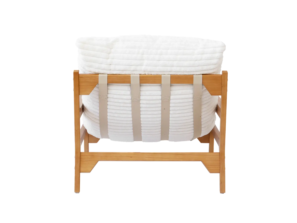 Modern 1-Seater Beige Small Space Accent Chair | 1-Piece, Plush Fabric, Solid Wood Frame, Flat Wooden Arms
