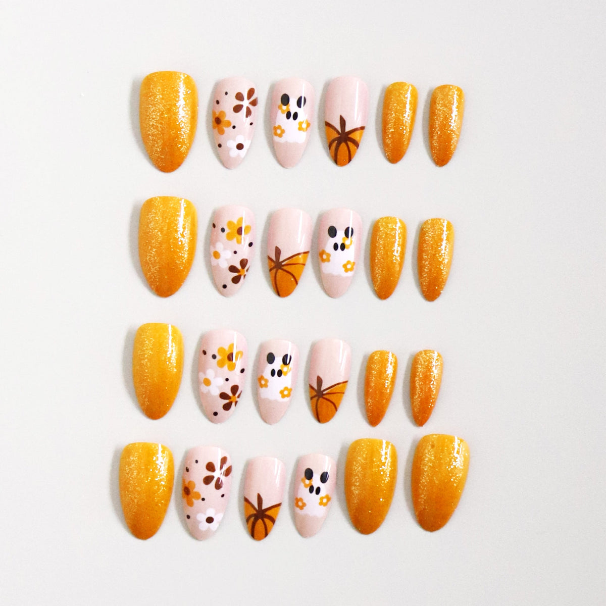 Seasonal Pumpkin-Themed Press-On Nails